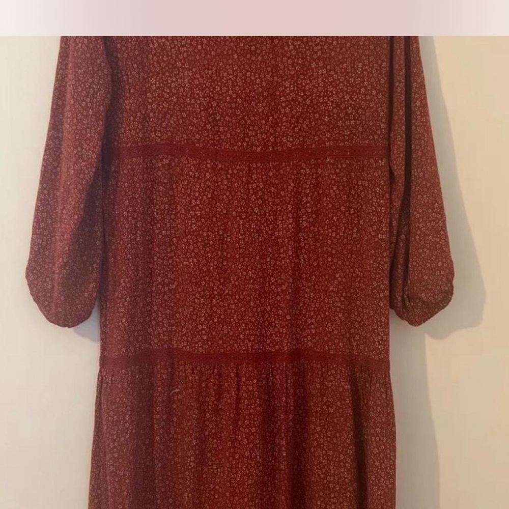 Max Studio Deep Orange Floral Button-Up Dress - image 2